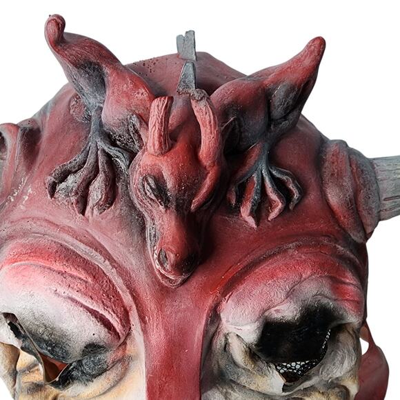 Skull Warriors The Red Dragon Latex Mask Devil Horns 1996 Rubie's Costume Co. - Picture 2 of 4